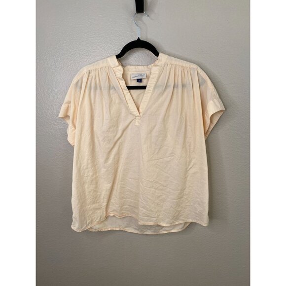 Universal Thread Womens Blouse M Peach 100% Cotton Short Sleeve Oversized - Picture 2 of 6